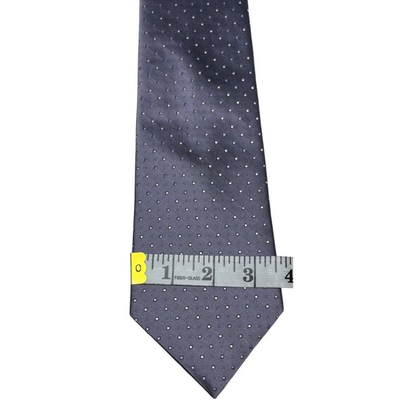 DKNY Mens Silk Tie Gray With Polka Dot Designer Formal Wear Elegant Necktie - Picture 1 of 8
